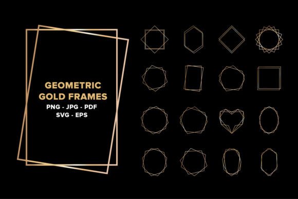 Elegant Wedding Geometric Gold Frames for Modern Design