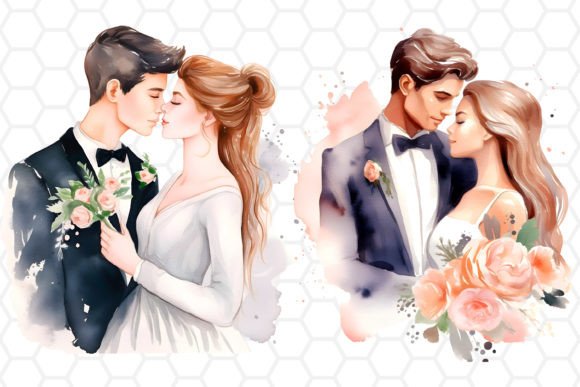 Elevate Your Wedding Designs with Watercolor Portrait Cliparts
