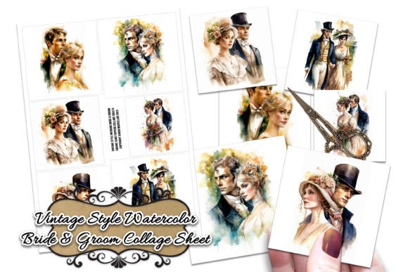 Vintage Wedding Bride & Groom Collage A4: Your Ultimate Design Asset