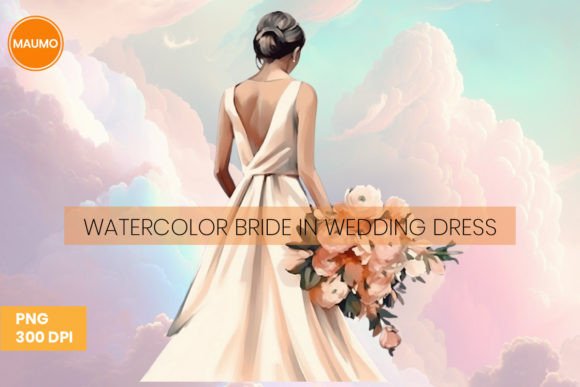 Watercolor Bride in a Wedding Dress: A Versatile Design Asset