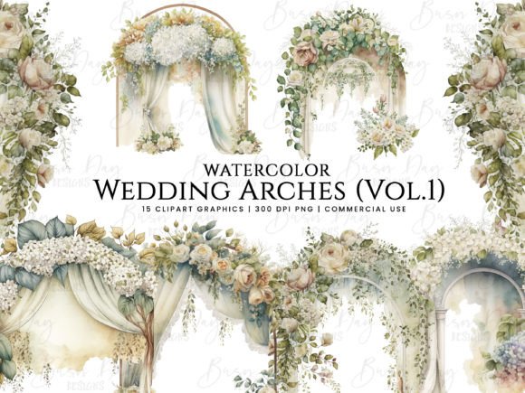 Watercolor Wedding Arches Clipart Vol 1: Your Essential Design Toolkit